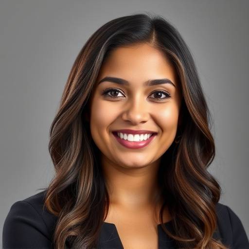 A professional headshot of Amelia Hernandez, Co-founder and Creative Director of Apex Studios, smiling confidently.
