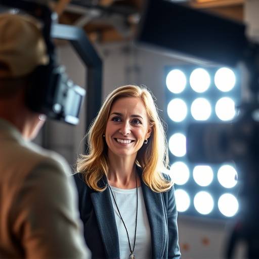 Image of a satisfied client, Sarah Johnson, CEO of 'InnovateTech,' giving a testimonial on camera.